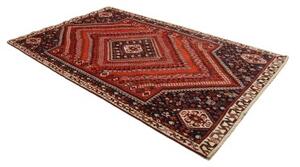 Tappeto Shiraz Geometrico Rosso Mattone Blu Scuro 172x285 Cm