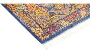 Tappeto Ghom Seta Stilizzato Blu Oro 59x90 Cm