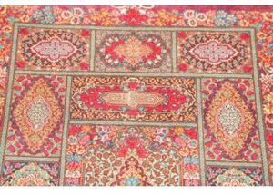 Tappeto Ghom Seta Patchwork Rosso Bordeaux Azzurro 60x94 Cm
