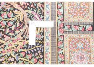 Tappeto Ghom Seta Patchwork Nero Rosso 60x92 Cm