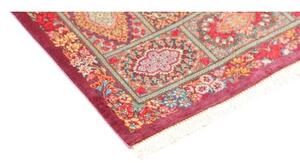Tappeto Ghom Seta Patchwork Rosso Bordeaux Azzurro 60x94 Cm