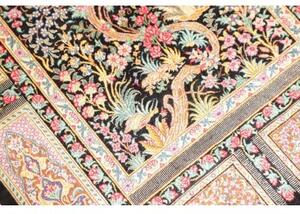 Tappeto Ghom Seta Patchwork Nero Rosso 60x92 Cm