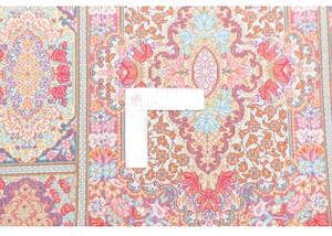 Tappeto Ghom Seta Patchwork Rosso Bordeaux Azzurro 60x94 Cm