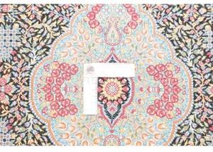 Tappeto Ghom Seta Medaglione Floreale Nero Turchese 60x91 Cm