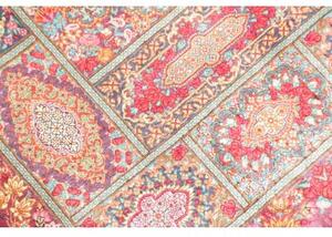 Tappeto Ghom Seta Patchwork Rosso Bordeaux Azzurro 60x94 Cm