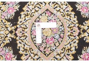 Tappeto Ghom Seta Medaglione Floreale Nero Oro 61x90 Cm