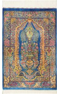 Tappeto Ghom Seta Stilizzato Blu Oro 59x90 Cm