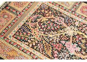 Tappeto Ghom Seta Patchwork Nero Rosso 60x92 Cm