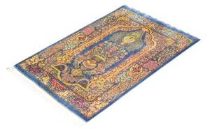 Tappeto Ghom Seta Stilizzato Blu Oro 59x90 Cm
