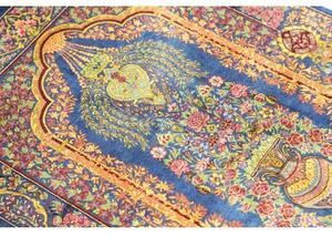 Tappeto Ghom Seta Stilizzato Blu Oro 59x90 Cm