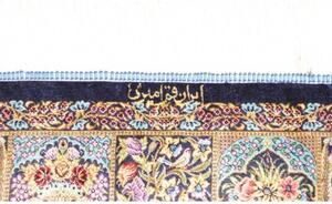 Tappeto Ghom Seta Floreale Azzurro Blu Notte 60x91 Cm