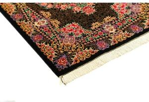 Tappeto Ghom Seta Medaglione Floreale Nero Multicolore 60x90 Cm