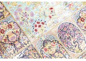 Tappeto Ghom Seta Floreale Azzurro Blu Notte 60x91 Cm