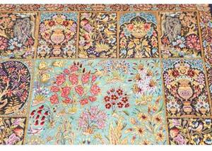 Tappeto Ghom Seta Floreale Azzurro Blu Notte 60x91 Cm