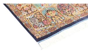 Tappeto Ghom Seta Floreale Azzurro Blu Notte 60x91 Cm
