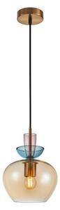 ITALUX PND-31882-1-GD-AMB - Lampada a sospensione con cavo FANDA 1xE27/40W/230V dorato/beige fumé