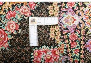 Tappeto Ghom Seta Medaglione Floreale Nero Multicolore 60x90 Cm