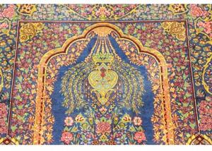 Tappeto Ghom Seta Stilizzato Blu Oro 59x90 Cm