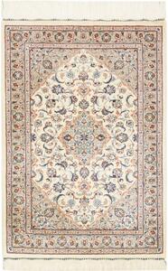 Tappeto Ghom Seta Medaglione Floreale Avorio Beige 58x86 Cm