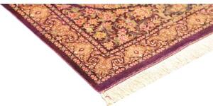 Tappeto Ghom Seta Medaglione Floreale Porpora Beige 80x117 Cm