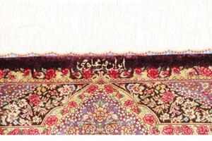 Tappeto Ghom Seta Medaglione Floreale Borgogna Avorio 80x121 Cm