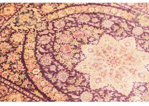 Tappeto Ghom Seta Medaglione Floreale Porpora Beige 80x117 Cm