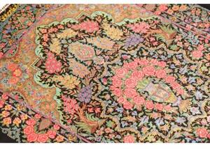 Tappeto Ghom Seta Floreale Nero Corallo 62x88 Cm