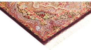 Tappeto Ghom Seta Medaglione Floreale Borgogna Avorio 80x121 Cm