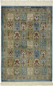 Tappeto Ghom Seta Geometrico Blu Beige 60x88 Cm