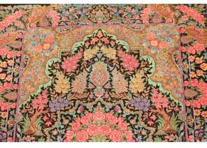 Tappeto Ghom Seta Floreale Nero Corallo 62x88 Cm