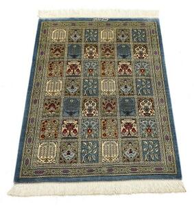 Tappeto Ghom Seta Geometrico Blu Beige 60x88 Cm