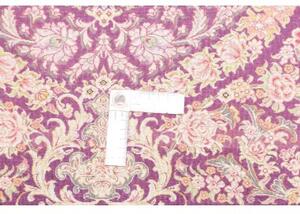 Tappeto Ghom Seta Medaglione Floreale Porpora Beige 80x117 Cm