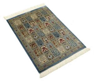 Tappeto Ghom Seta Geometrico Blu Beige 60x88 Cm