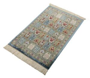 Tappeto Ghom Seta Geometrico Blu Beige 60x88 Cm