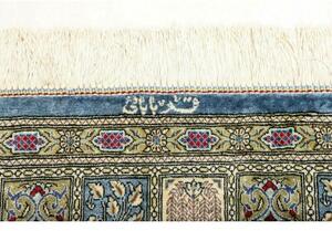 Tappeto Ghom Seta Geometrico Blu Beige 60x88 Cm