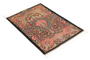 Tappeto Ghom Seta Floreale Nero Corallo 62x88 Cm