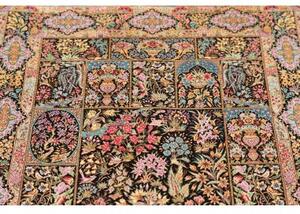 Tappeto Ghom Seta Geometrico Nero Celeste 79x124 Cm