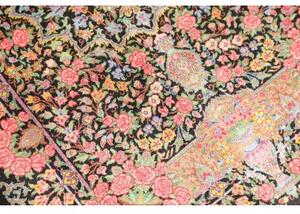 Tappeto Ghom Seta Floreale Nero Corallo 62x88 Cm