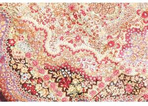 Tappeto Ghom Seta Medaglione Floreale Borgogna Avorio 80x121 Cm