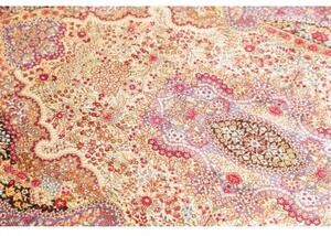 Tappeto Ghom Seta Medaglione Floreale Borgogna Avorio 80x121 Cm