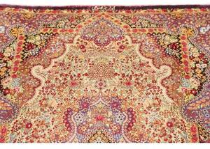 Tappeto Ghom Seta Medaglione Floreale Borgogna Avorio 80x121 Cm
