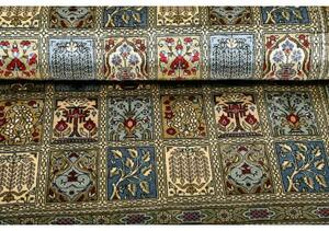 Tappeto Ghom Seta Geometrico Blu Beige 60x88 Cm