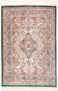 Tappeto Ghom Seta Stilizzato Bordeaux Verde Scuro 80x119 Cm
