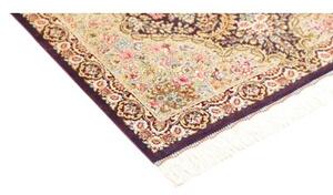 Tappeto Ghom Seta Medaglione Floreale Porpora Avorio 79x117 Cm