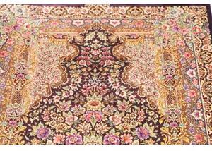 Tappeto Ghom Seta Medaglione Floreale Porpora Avorio 79x117 Cm