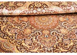 Tappeto Ghom Seta Medaglione Floreale Bordeaux Avorio Quadrato 96x108 Cm
