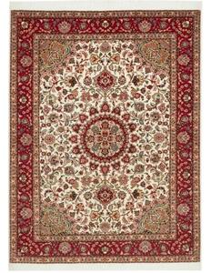 Tappeto Tabriz 50 Raj Medaglione Floreale Avorio Rosso 150x207 Cm