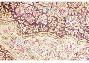 Tappeto Ghom Seta Medaglione Floreale Porpora Avorio 79x117 Cm