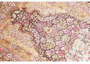 Tappeto Ghom Seta Medaglione Floreale Porpora Avorio 79x117 Cm