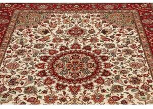 Tappeto Tabriz 50 Raj Medaglione Floreale Avorio Rosso 150x207 Cm
